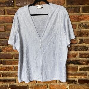 Notations Vintage Gray Textured Knit 2-Piece Cardigan Top Women's Size 1X-